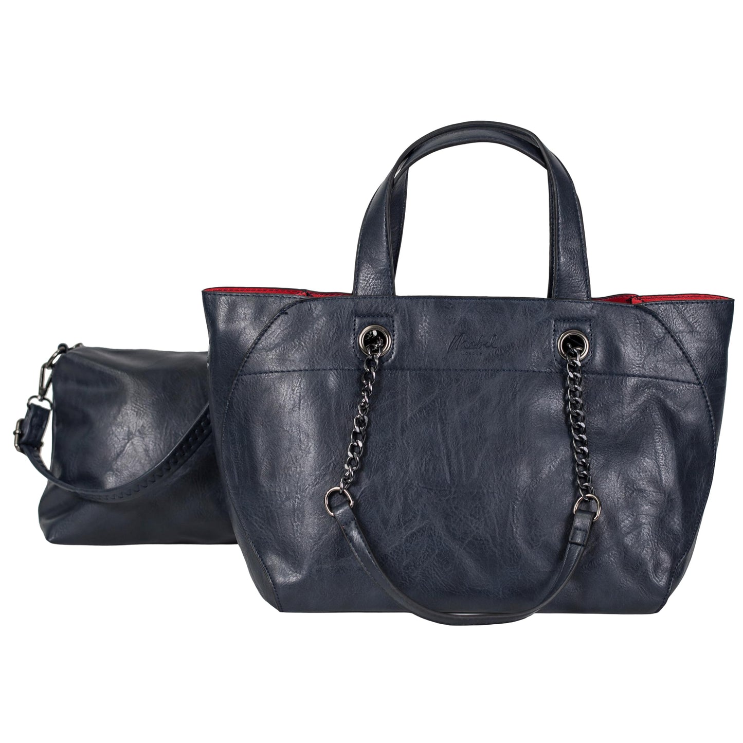 Lillian - Large Vegan Leather Dual-Look Tote Satchel Shoulder Bag with Zip Closure