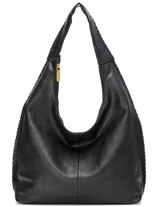 Heather - Large Vegan Leather Slouch Shoulder Bag with Spacious Interior & Zip Pocket
