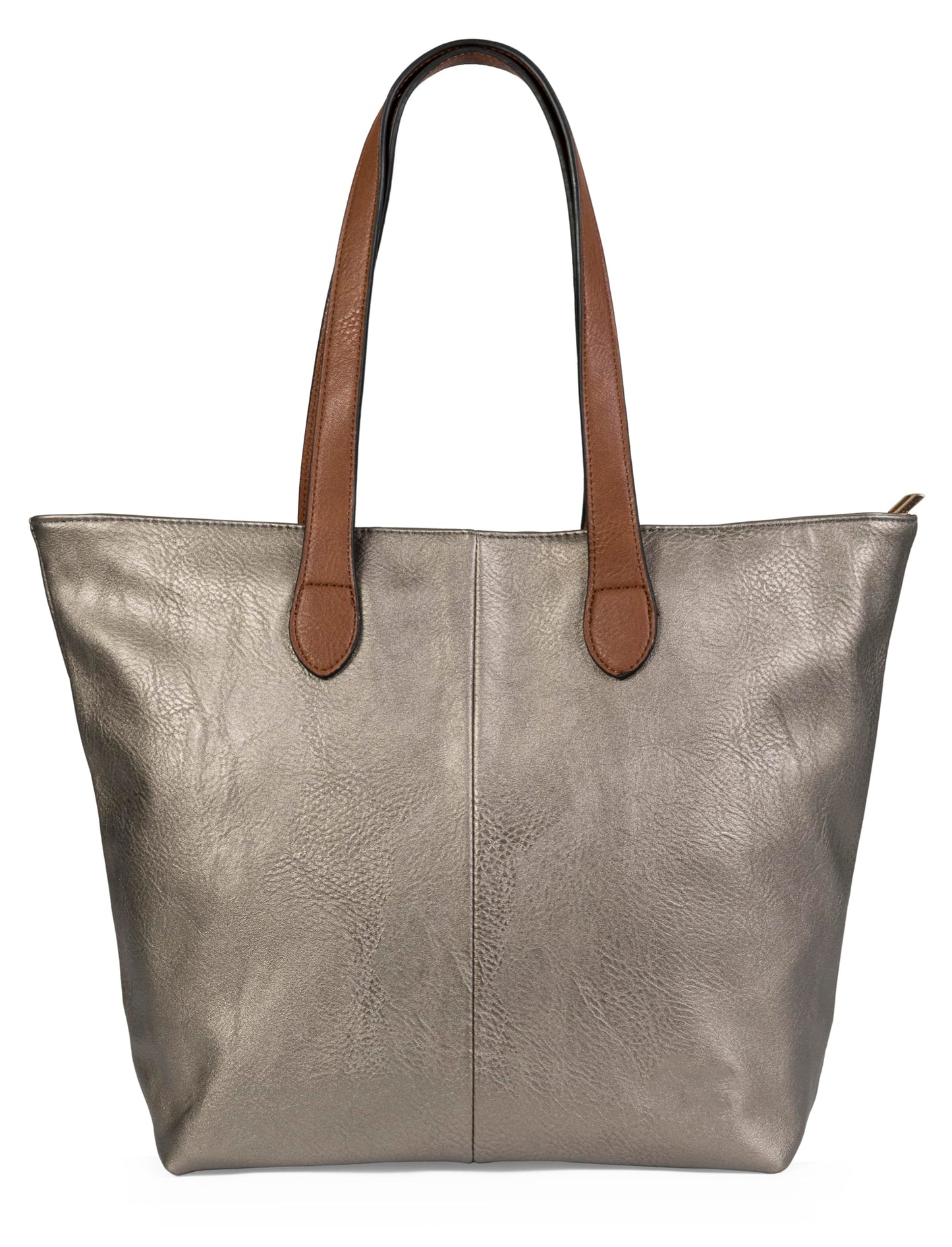 Brook - Medium Vegan Leather Shoulder Tote Bag with Zip Closure & Lightweight Design