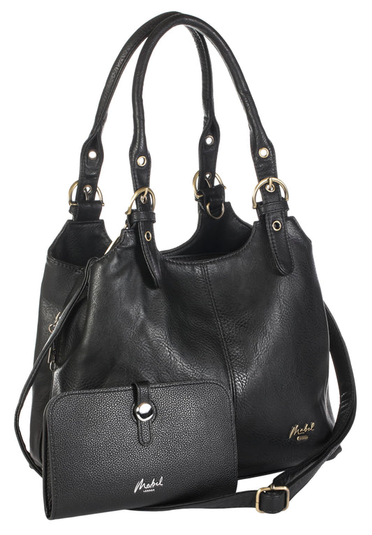 Amelia Ada - Vegan Leather Shoulder Handbag & RFID-Blocking Purse Wallet Set for Women