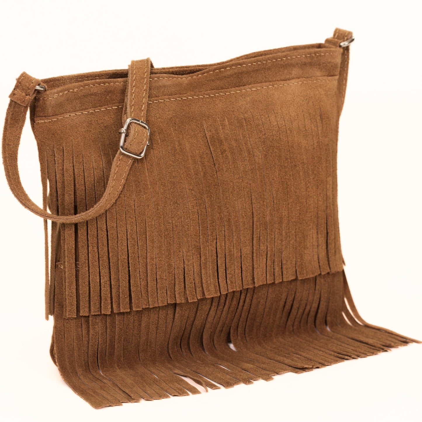 Robin - Genuine Italian Suede Leather Small Tassel Crossbody Bag Handmade in Florence