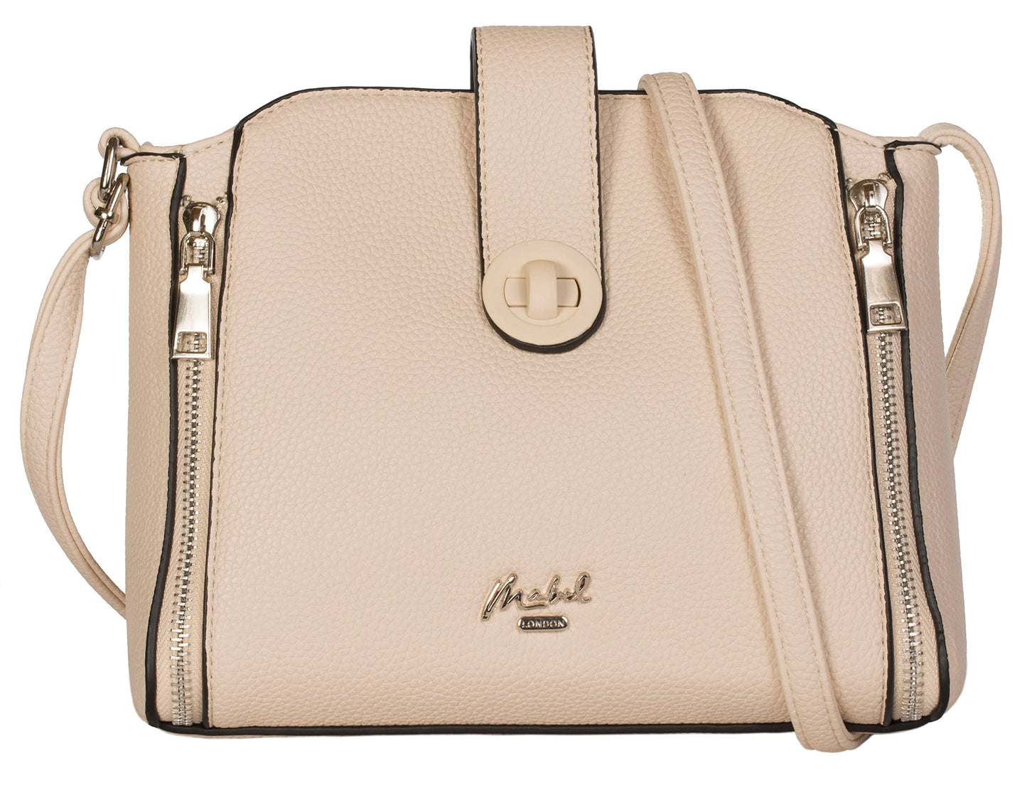 Liz - Vegan Leather Small Crossbody Tote Bag with Twist Lock & Zip Pocket