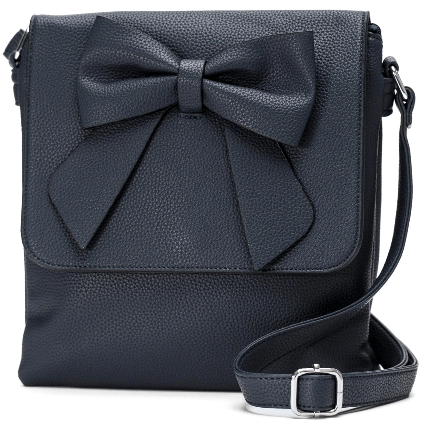 May - Faux Leather Medium Crossbody Shoulder Bag with Multi Pockets & Strap