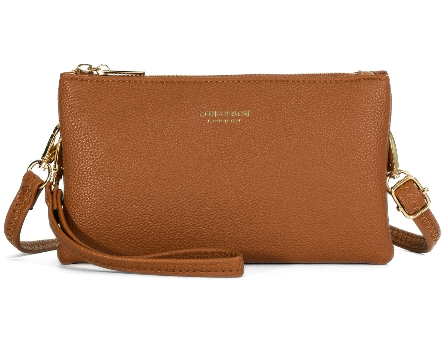 Ann - Small Vegan Leather Mini Crossbody Pouch Purse with Zip Closure & Strap