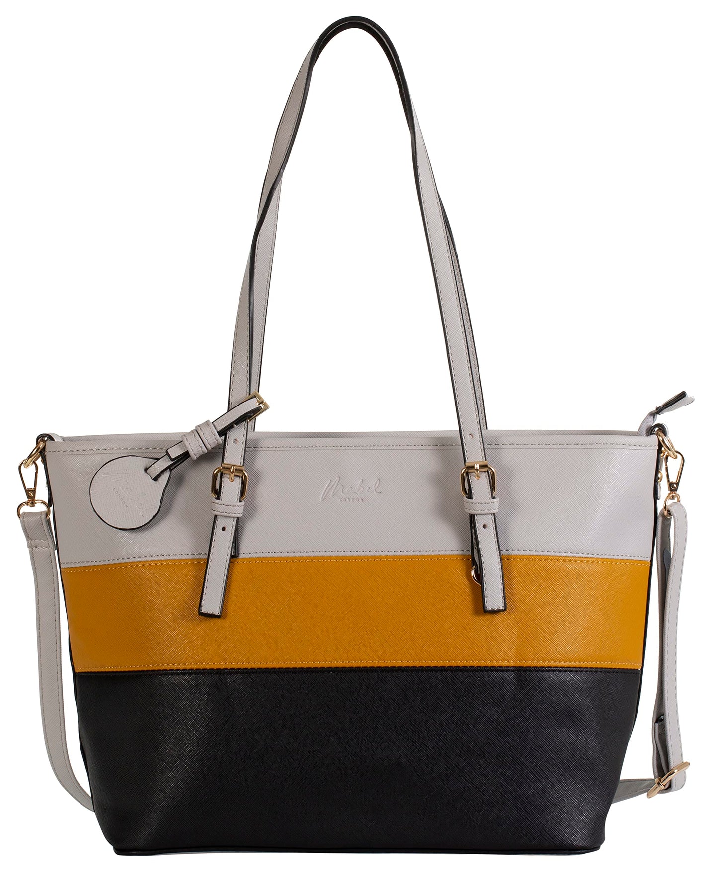 Sadie - Vegan Leather Multicolour Tote Shoulder Bag with Compartments & Zip Closure