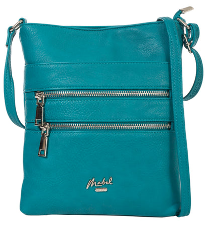 Tessa - Vegan Leather Small Crossbody Bag with Multiple Front Zip Pockets