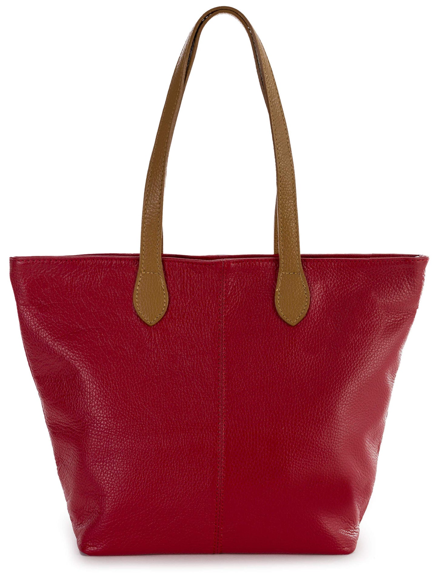 Tia - Genuine Italian Leather Medium Shoulder Bag with Contrast Handles Handmade in Florence