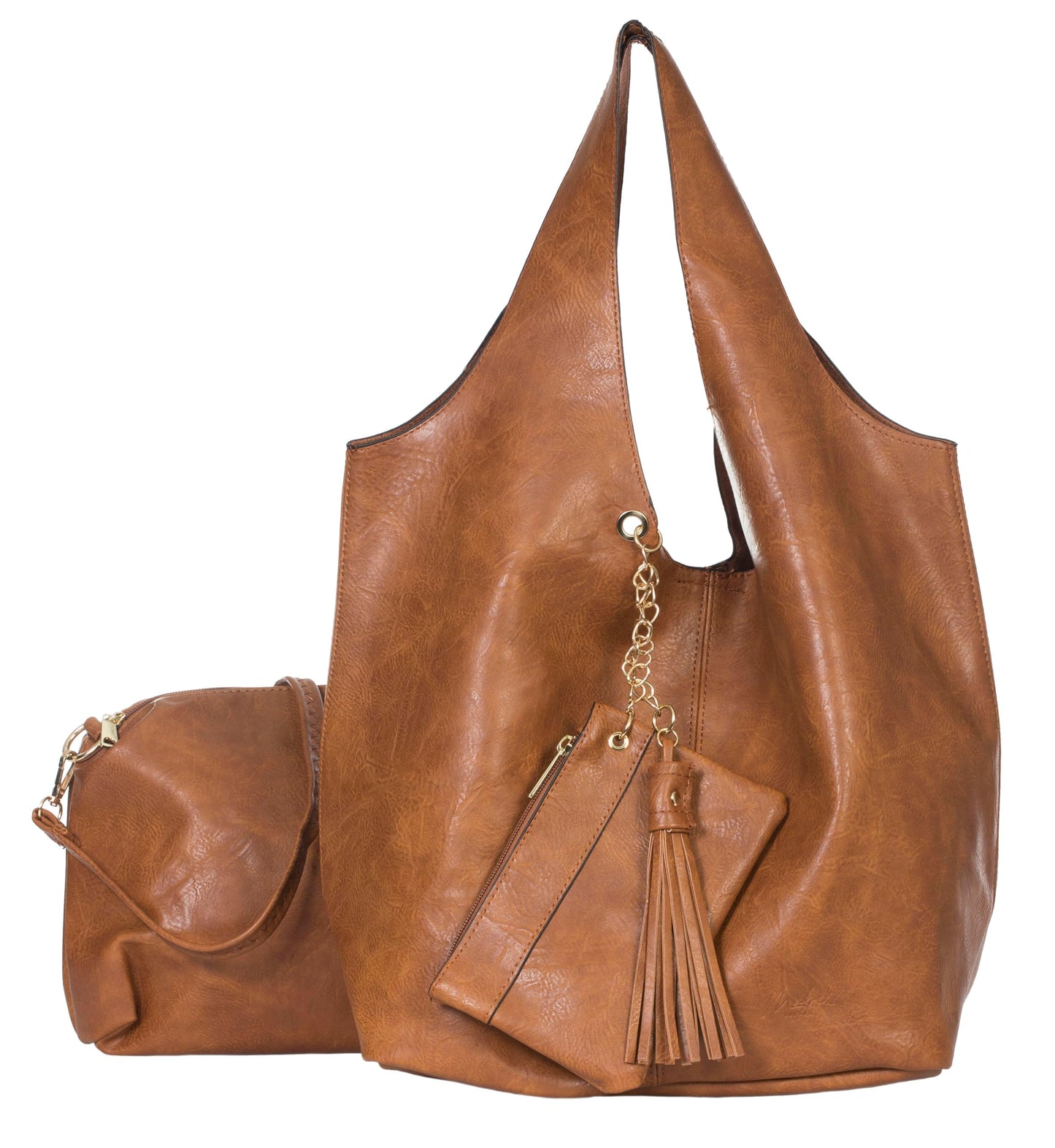 Kaira - Large Vegan Leather Hobo Shoulder Bag with Crossbody & Inside Bag