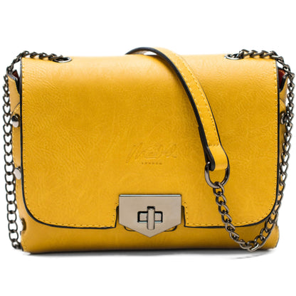 Peri - Vegan Leather Chain Strap Shoulder & Crossbody Bag with Studded Detail