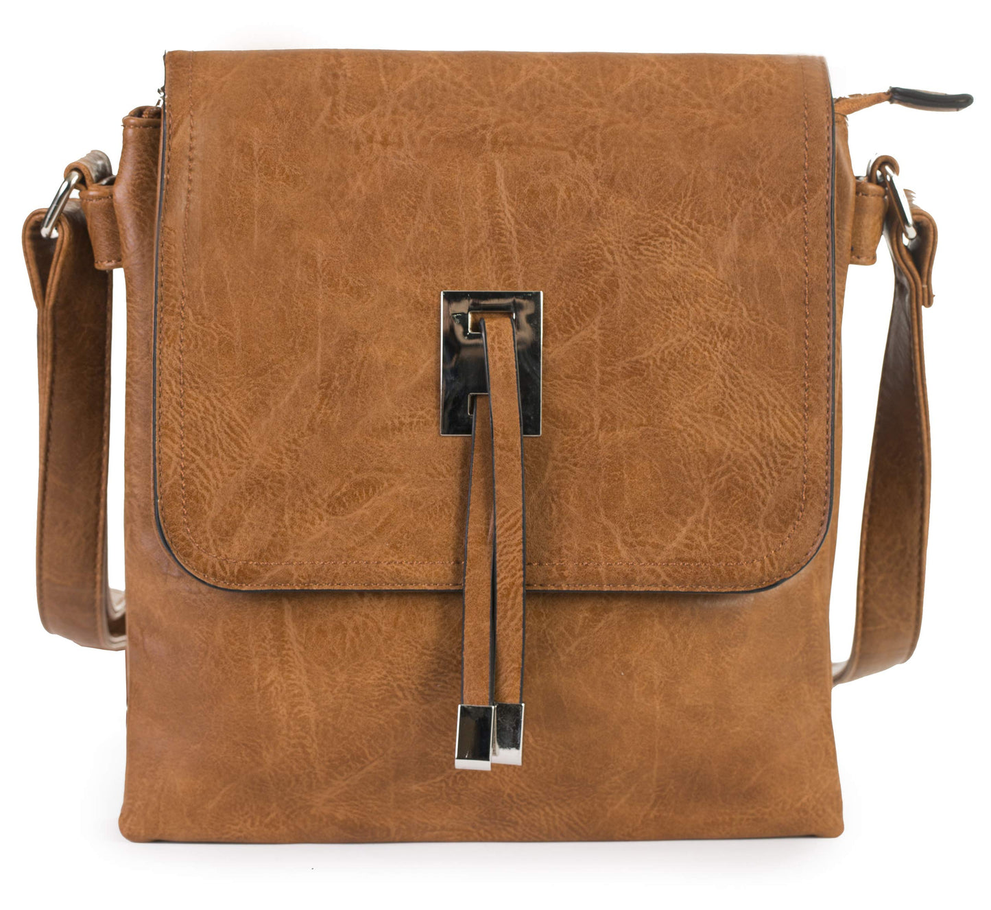 Zeta - Vegan Leather Medium Crossbody Bag with Zip Closure & Organised Interior