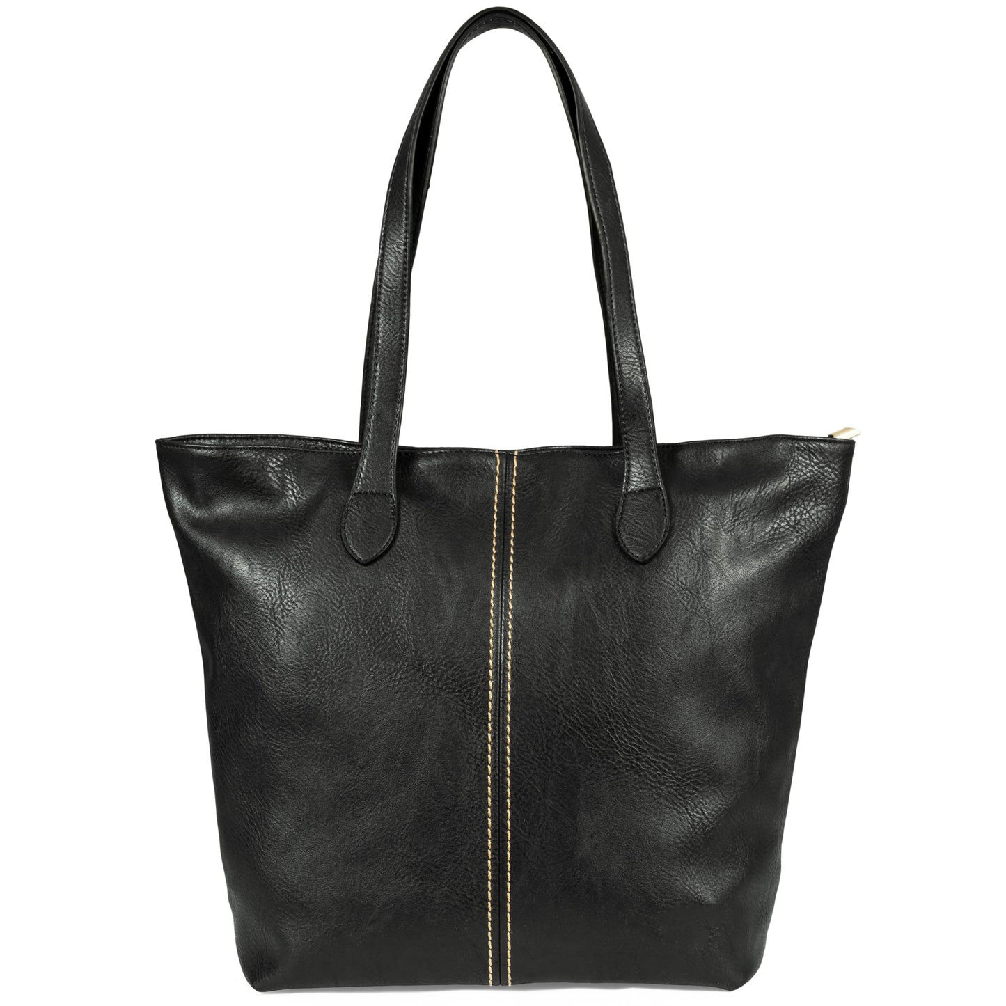 Angela - Large Vegan Leather Shoulder Tote Bag with Zip Closure & Lightweight Design