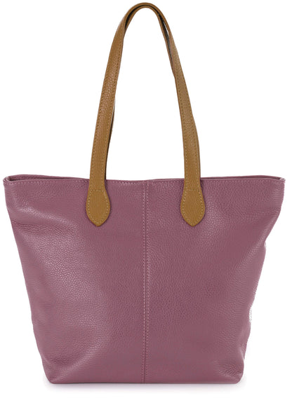 Tia - Genuine Italian Leather Medium Shoulder Bag with Contrast Handles Handmade in Florence