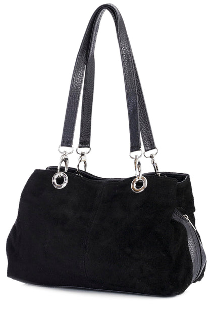 Holly - Genuine Italian Suede Leather Small Top Handle Bag Handmade in Florence Tuscany
