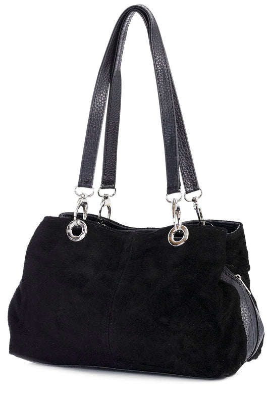 Holly - Genuine Italian Suede Leather Small Top Handle Bag Handmade in Florence Tuscany