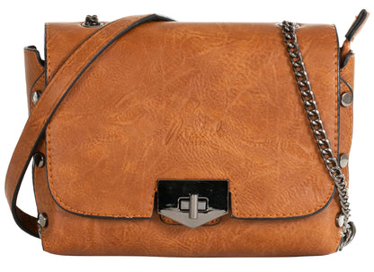 Peri - Vegan Leather Chain Strap Shoulder & Crossbody Bag with Studded Detail