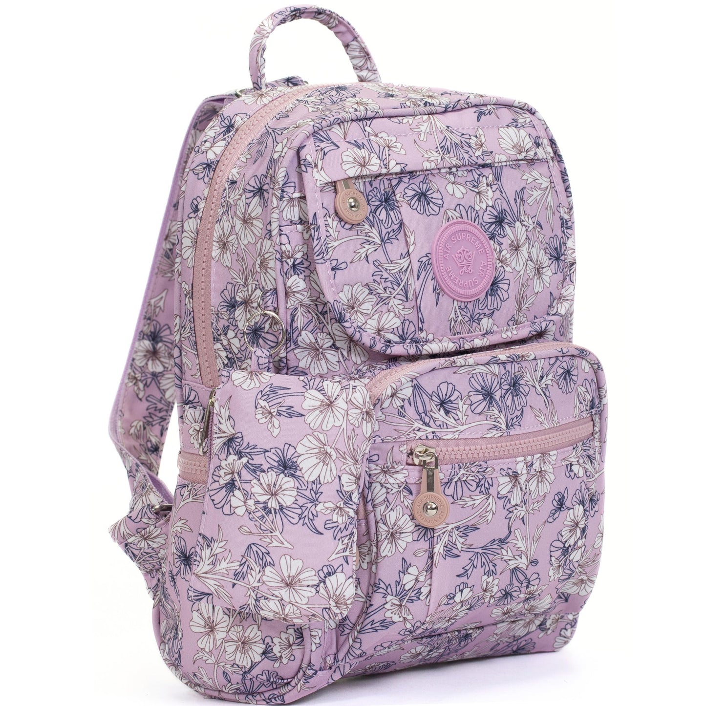Lacey - Small Rainproof Fabric Printed Mini Backpack with Multi Zip Pockets
