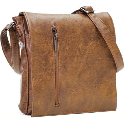 Dean - Men’s Vegan Leather Messenger Shoulder Bag with Organised Interior & Zip Closure