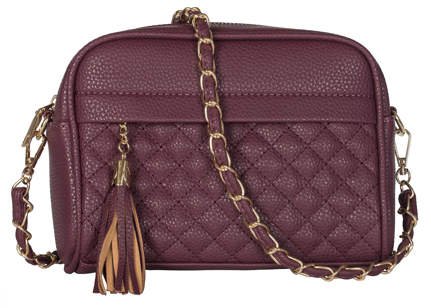 Em - Small Vegan Leather Shoulder Crossbody Bag with Zip Closure & Compact Style