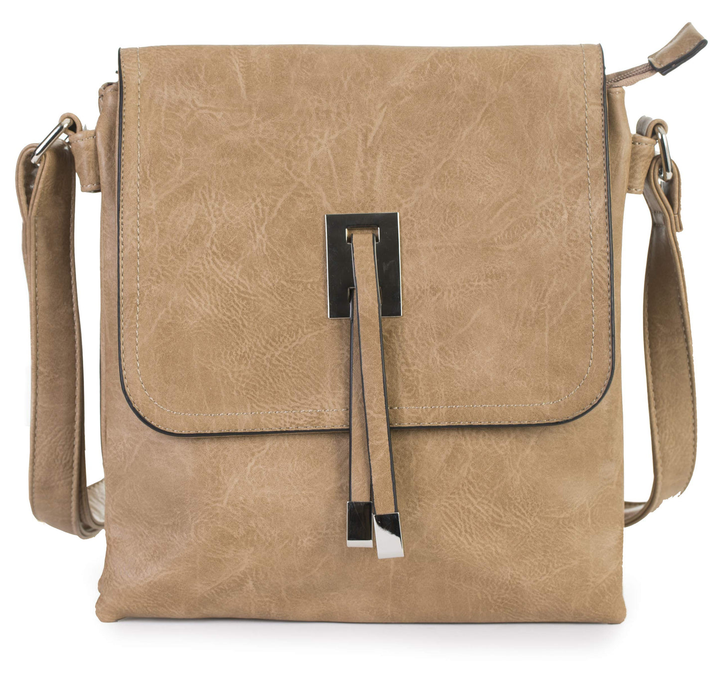 Zeta - Vegan Leather Medium Crossbody Bag with Zip Closure & Organised Interior