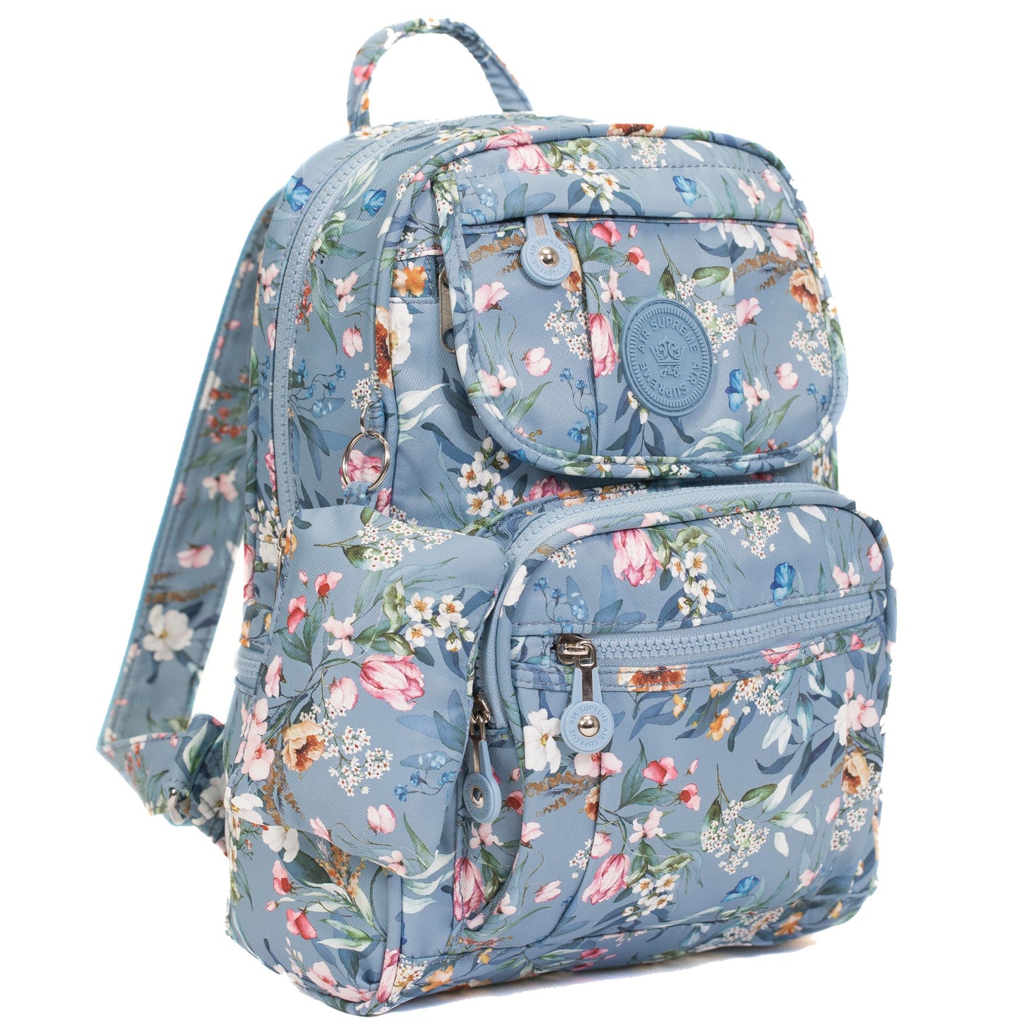 Lacey - Small Rainproof Fabric Printed Mini Backpack with Multi Zip Pockets