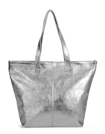 Tia - Genuine Italian Leather Medium Shoulder Bag with Contrast Handles Handmade in Florence