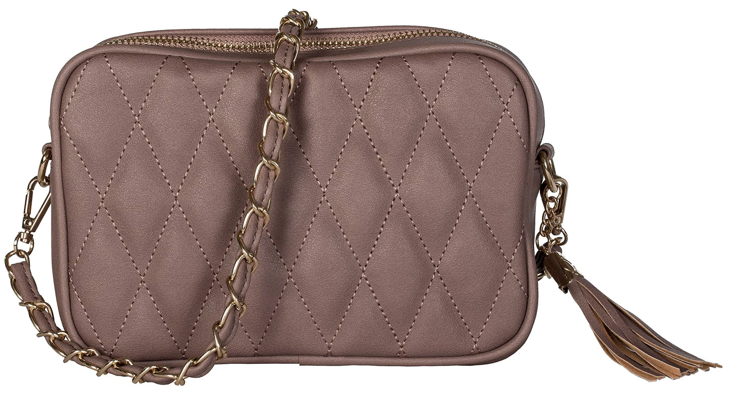 El - Small Vegan Leather Crossbody Shoulder Bag with Compact Design & Zip Closure