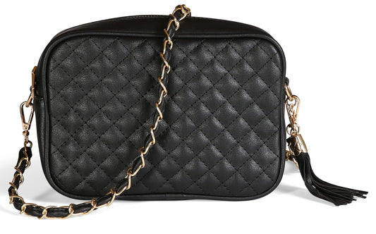 Mia - Vegan Leather Quilted Small Crossbody Bag with Adjustable Strap & Zip