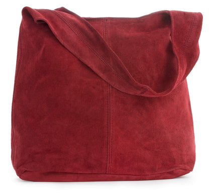 Shay - Genuine Italian Suede Leather Hobo Shoulder Tote with Zip Closure & Dust Bag