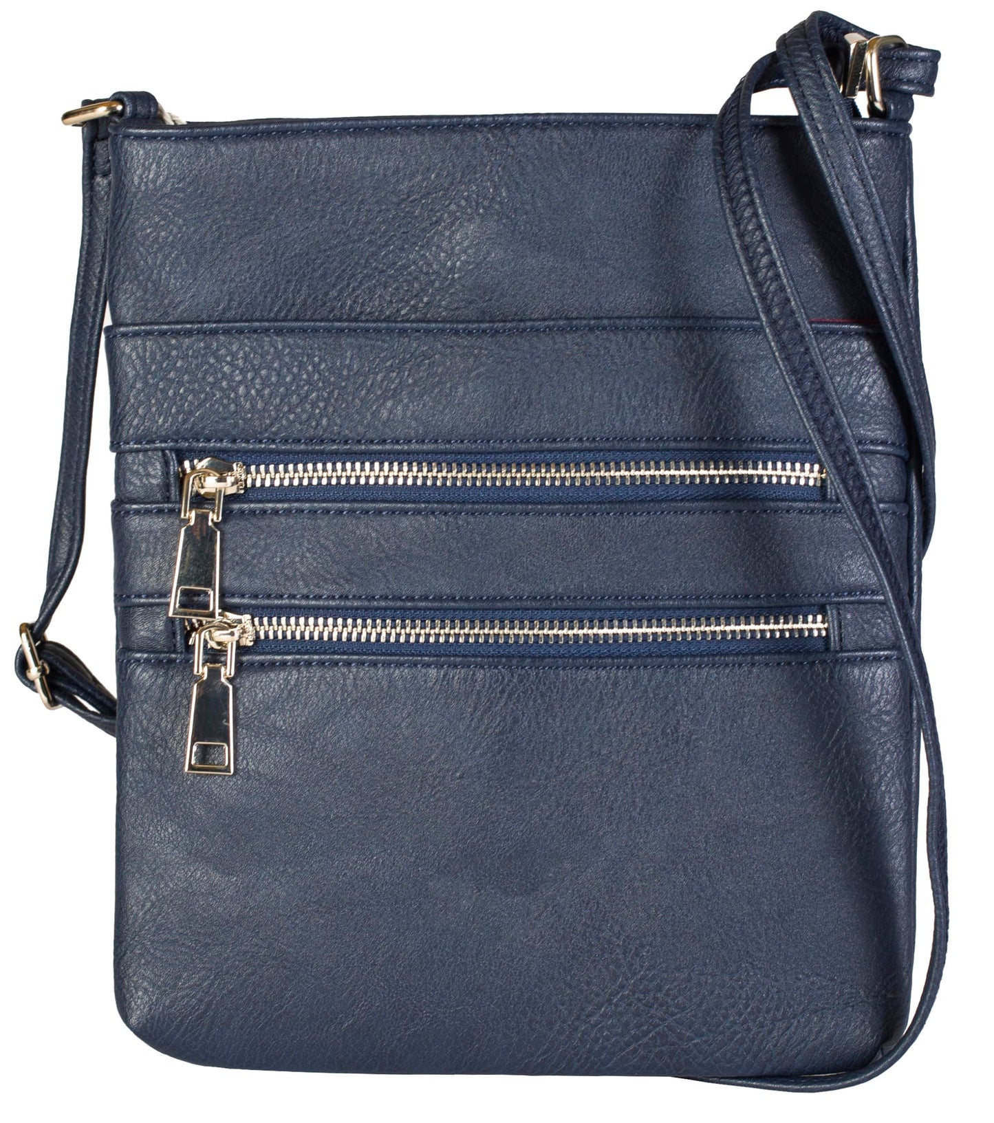 Tessa - Vegan Leather Small Crossbody Bag with Multiple Front Zip Pockets