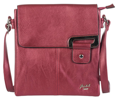 Faith Silver - Vegan Leather Compact Crossbody Messenger Bag with Silver-Tone Hardware