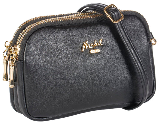 Simone - Vegan Leather Small Crossbody Bag with Triple Zip Compartments