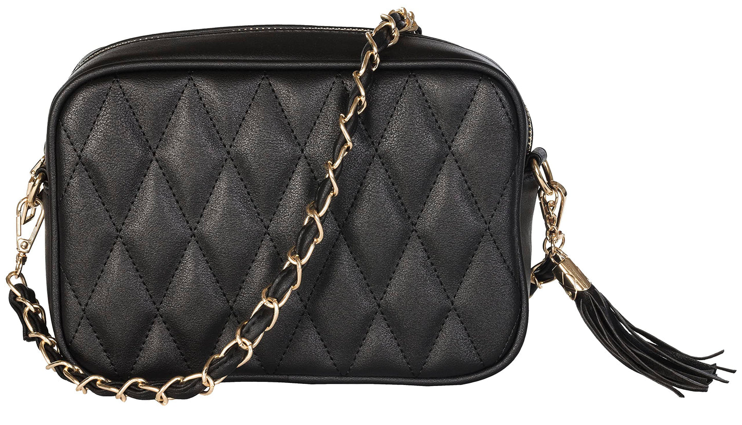 El - Small Vegan Leather Crossbody Shoulder Bag with Compact Design & Zip Closure