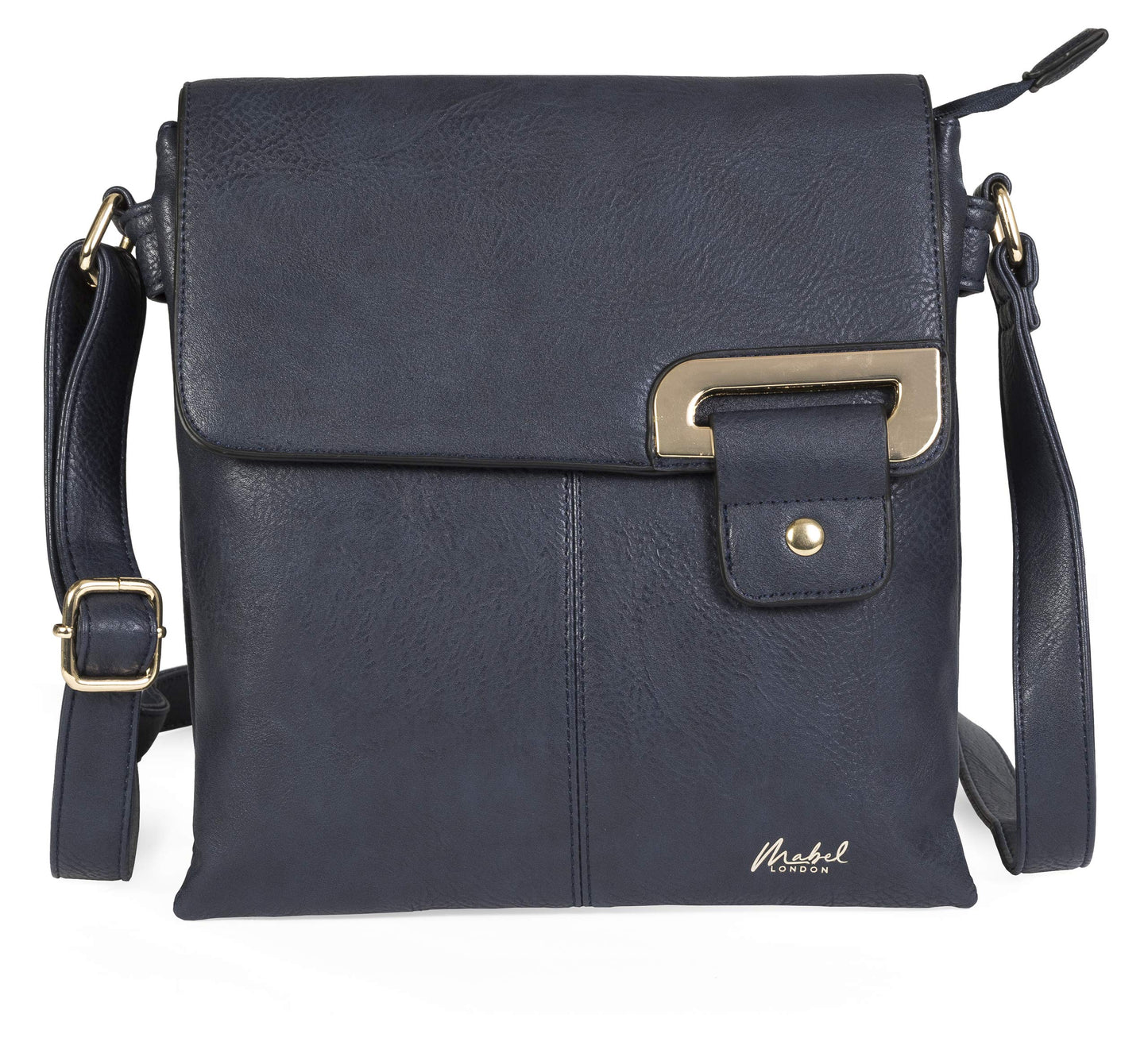 Faith Gold - Vegan Leather Compact Crossbody Messenger Bag with Gold-Tone Hardware