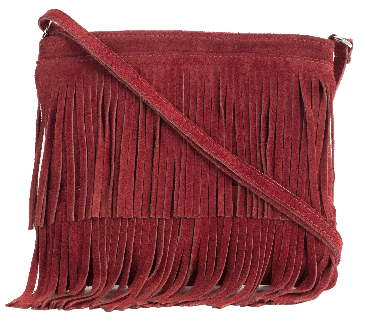 Robin - Genuine Italian Suede Leather Small Tassel Crossbody Bag Handmade in Florence