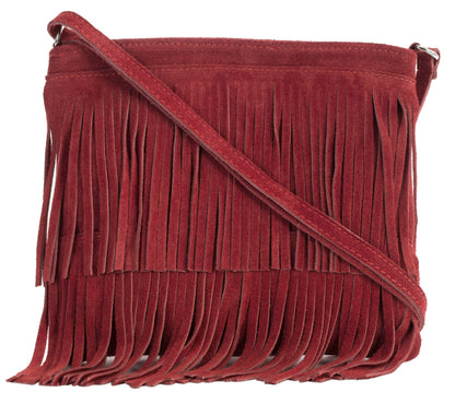 Robin - Genuine Italian Suede Leather Small Tassel Crossbody Bag Handmade in Florence