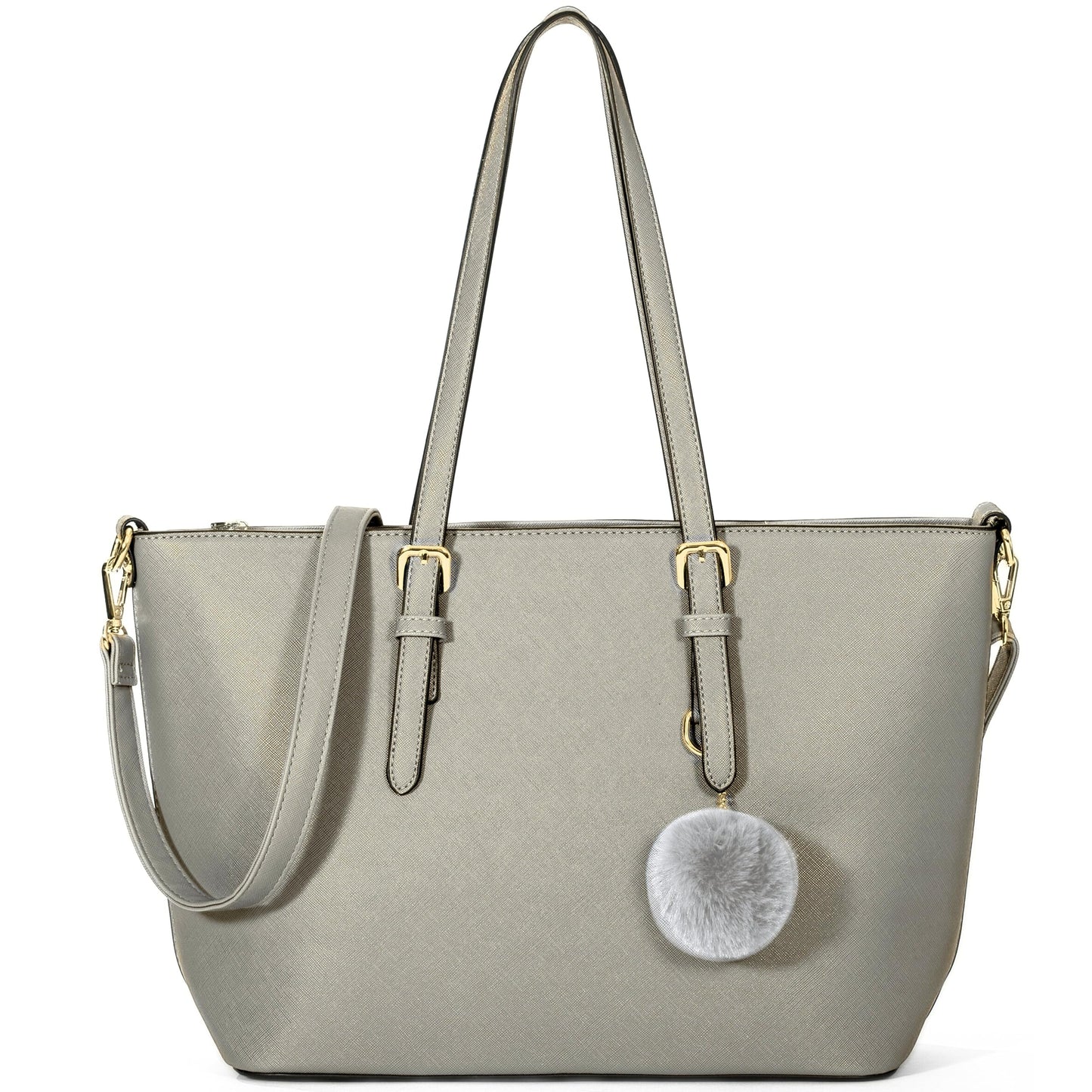 Elora - Sofiana Leather-Look Tote Bag for - Structured Handbag with Pom Pom Charm