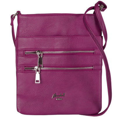 Tessa - Vegan Leather Small Crossbody Bag with Multiple Front Zip Pockets