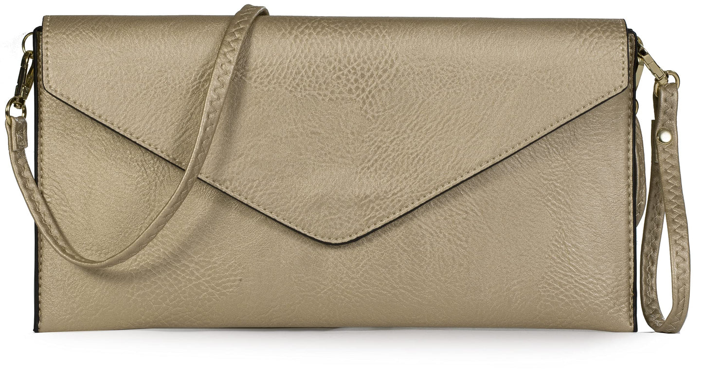 Piper - Vegan Leather Clutch Wristlet with Detachable Strap, Evening Purse Bag
