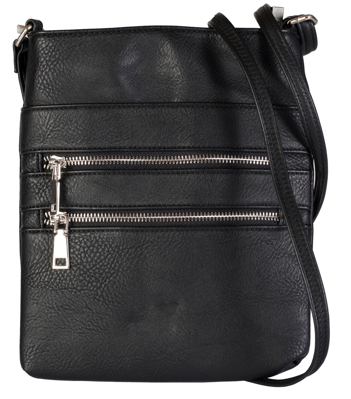 Tessa - Vegan Leather Small Crossbody Bag with Multiple Front Zip Pockets