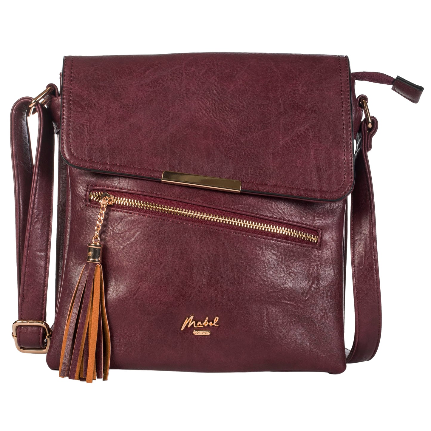 Bonnie - Medium Vegan Leather Crossbody Shoulder Bag with Zip Closure & Tassel Detail