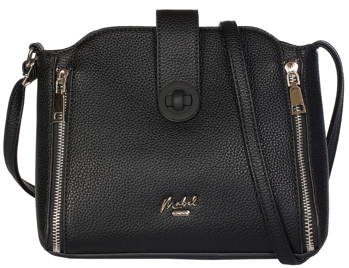 Liz - Vegan Leather Small Crossbody Tote Bag with Twist Lock & Zip Pocket