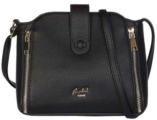 Liz - Vegan Leather Small Crossbody Tote Bag with Twist Lock & Zip Pocket