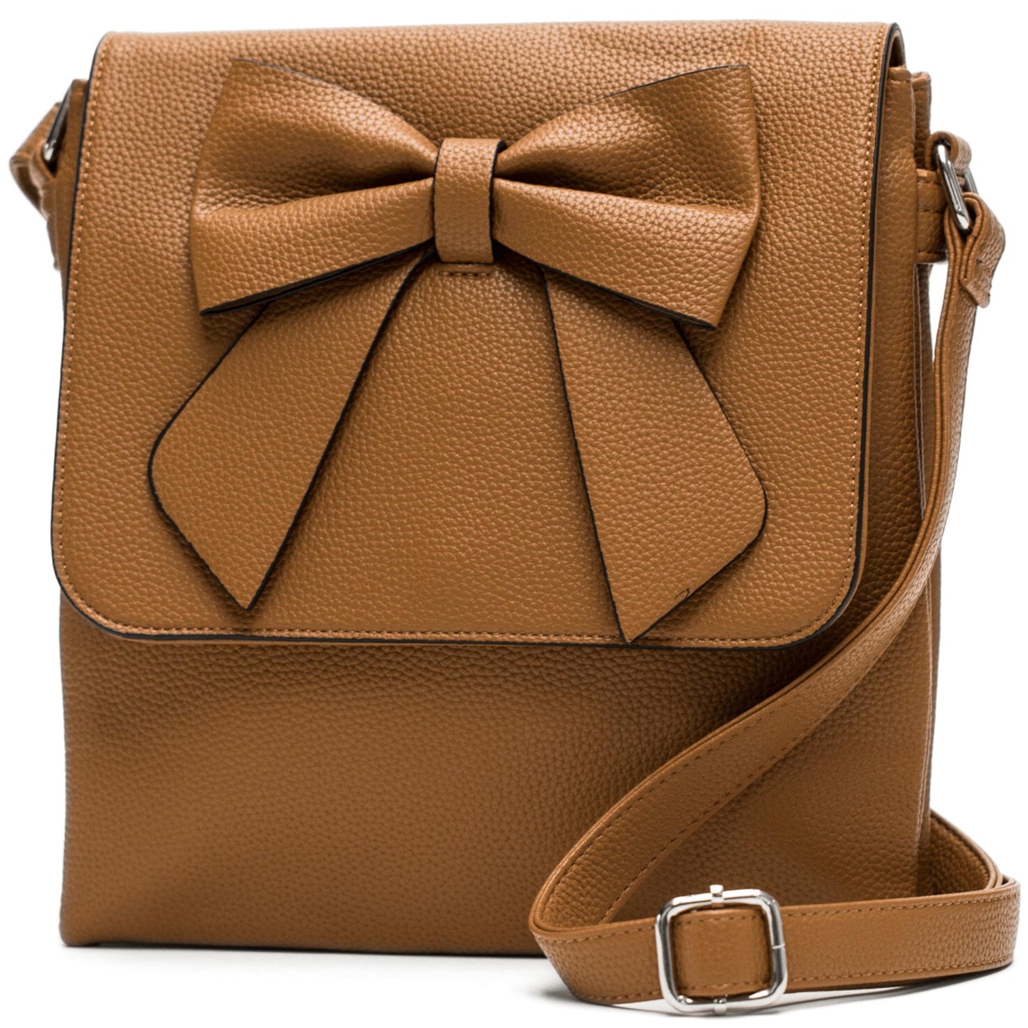 May - Faux Leather Medium Crossbody Shoulder Bag with Multi Pockets & Strap