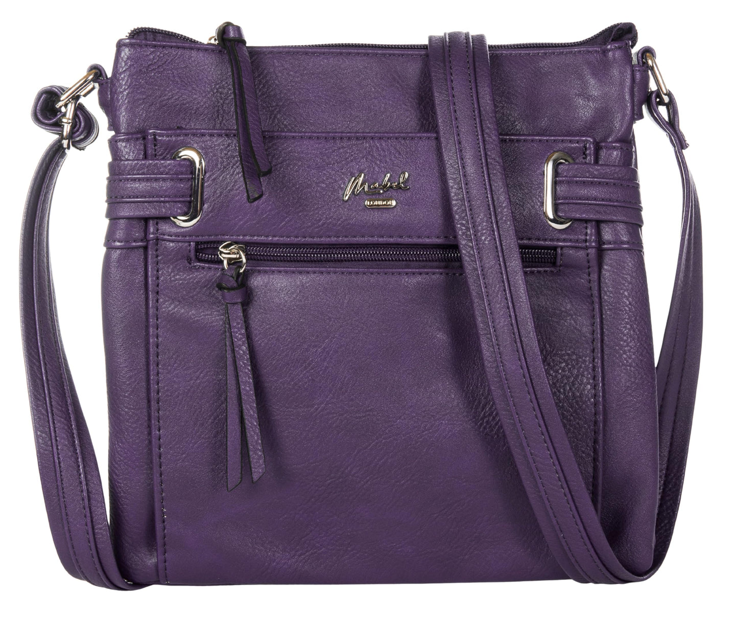 Lara - Small Vegan Leather Crossbody Shoulder Bag with Multiple Pockets & Zip Closure