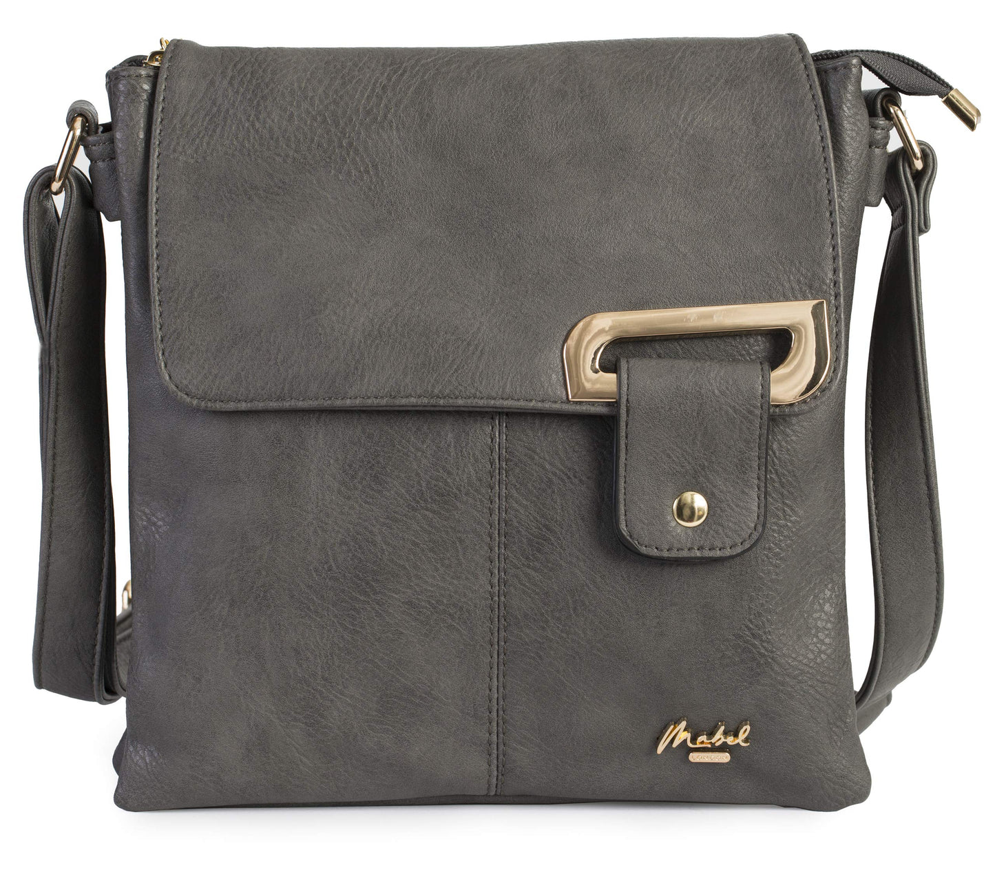 Faith Gold - Vegan Leather Compact Crossbody Messenger Bag with Gold-Tone Hardware