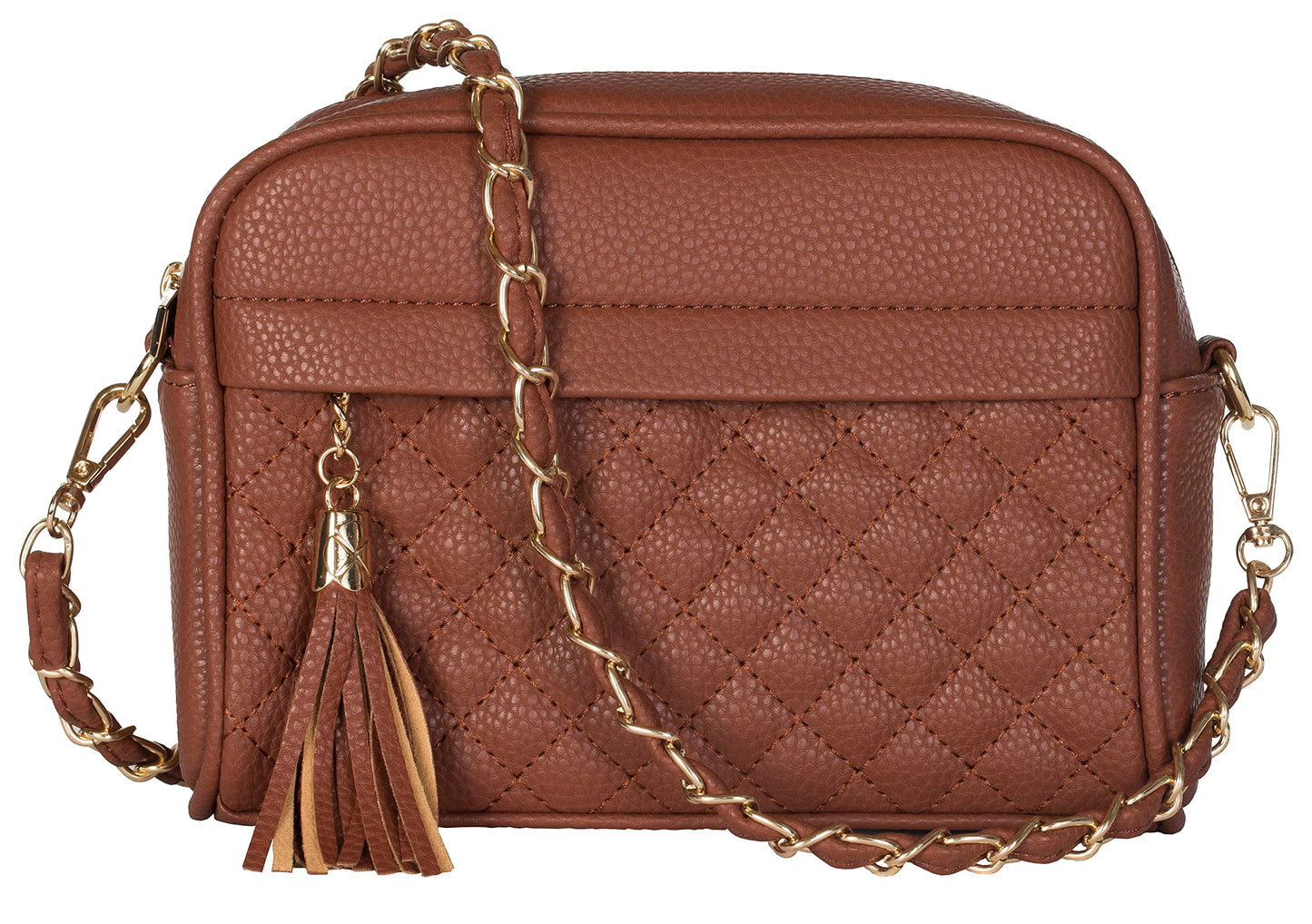 Em - Small Vegan Leather Shoulder Crossbody Bag with Zip Closure & Compact Style