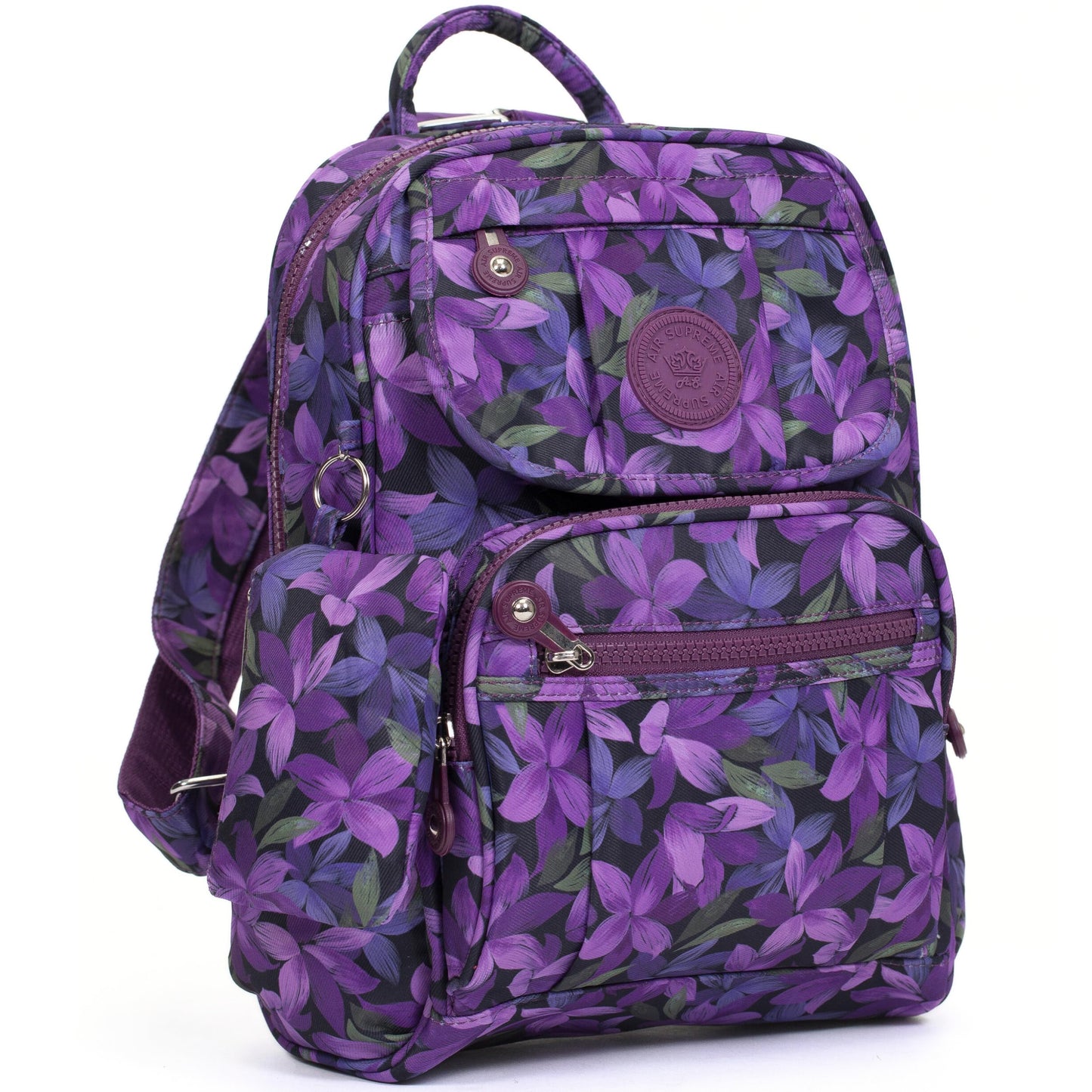 Lacey - Small Rainproof Fabric Printed Mini Backpack with Multi Zip Pockets