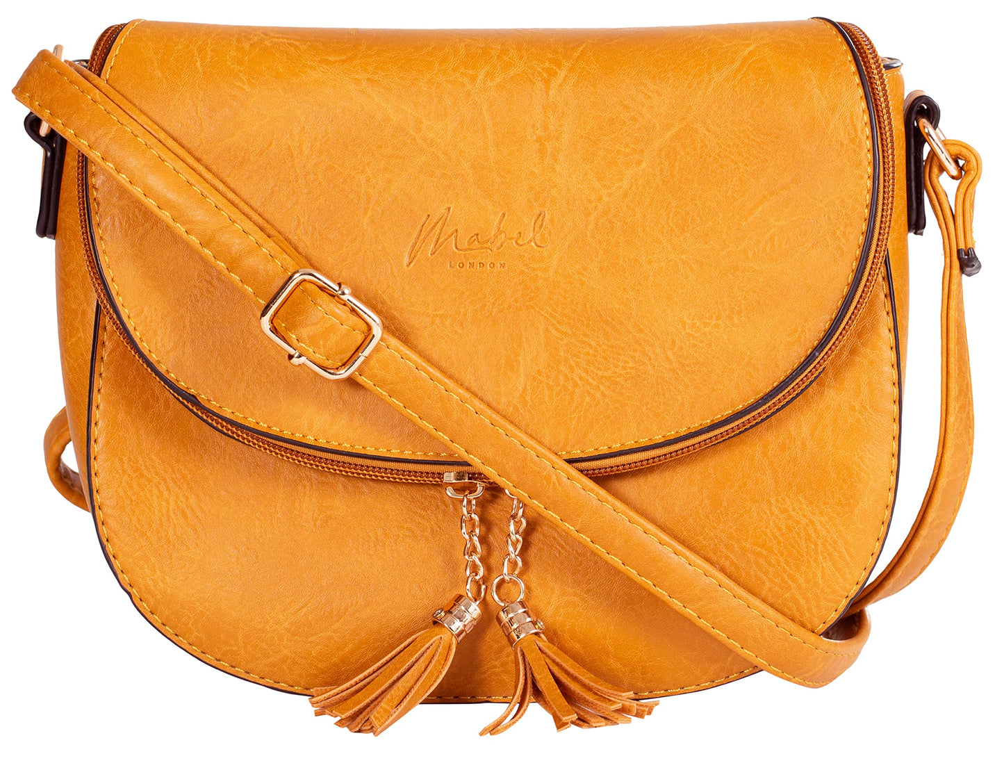 Liv - Vegan Leather Small Crossbody Messenger Bag with Flap, Zip & Tassel Detail
