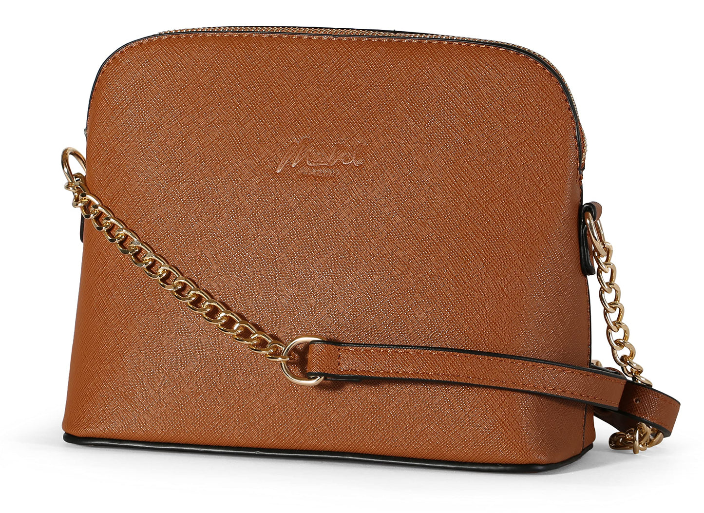 Noe - Vegan Leather Small Saddle Crossbody Shoulder Bag with Back Zip Pocket