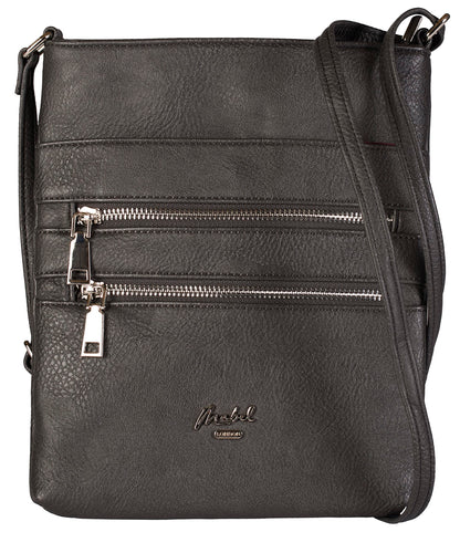 Tessa - Vegan Leather Small Crossbody Bag with Multiple Front Zip Pockets
